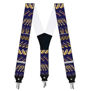 Bretele personalizate, model instrumente muzicale suflatori din lemn- alama